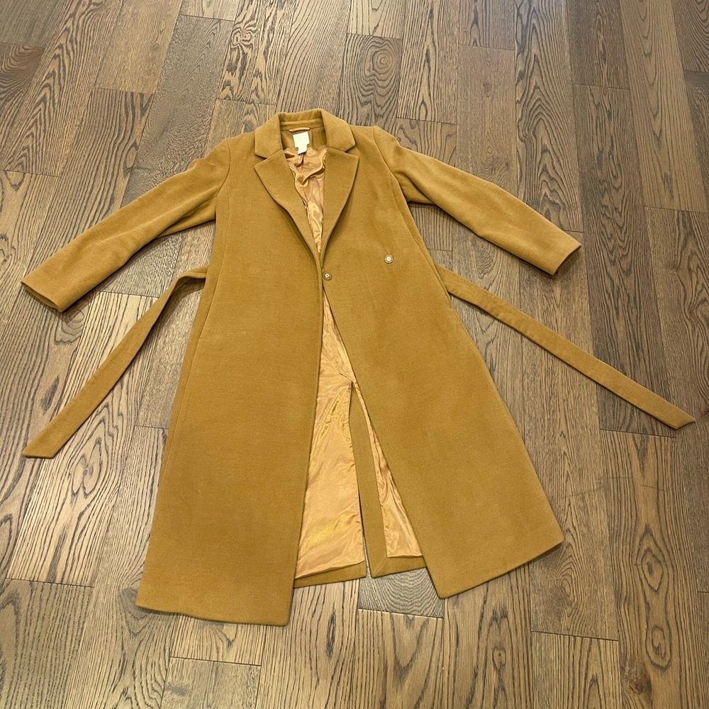 H&M Camel Wrap Long Coat XS Belted